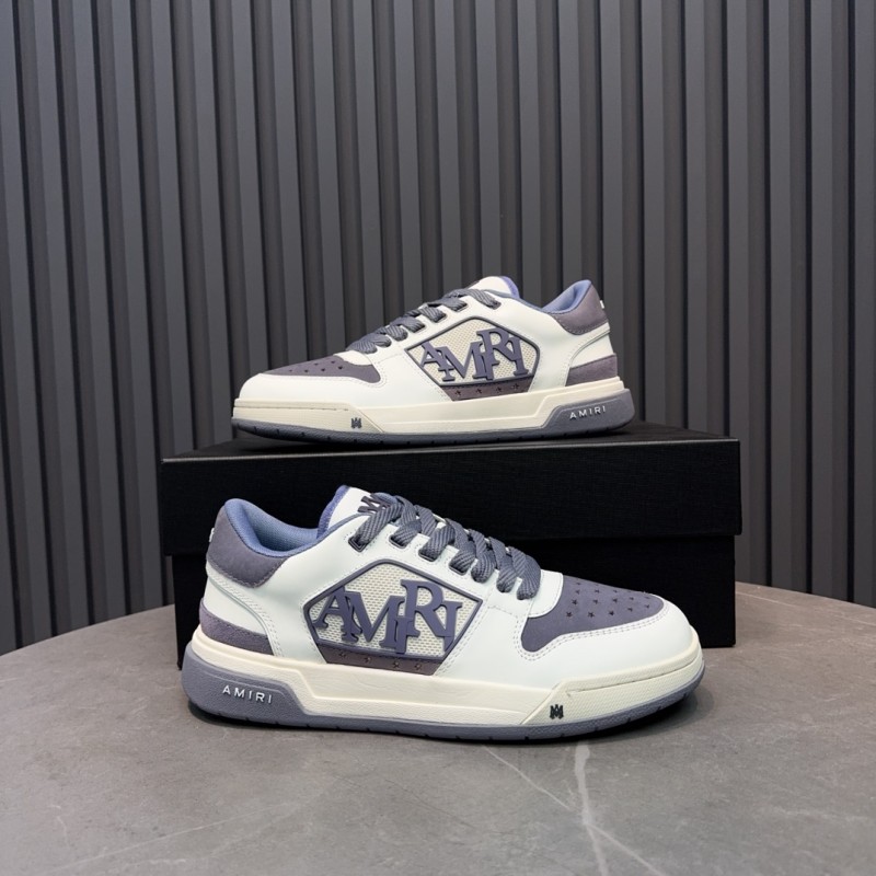 2025 Unisex Amiri White Grey Leather Sneakers MJ00360