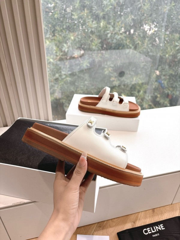 2025 CELINE White Leather Sandals
