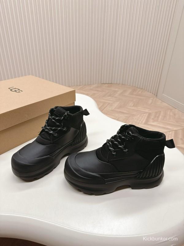 2024 Women UGG Black Suede Snow Boots High Top Lace-Up MJ00320