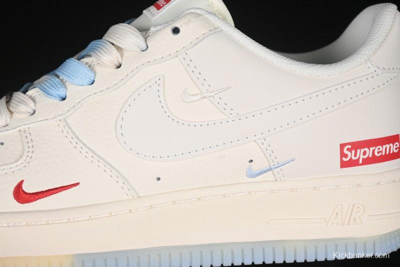 Nike Air Force 1 '07 Low Supreme Collaboration Two-Tone Beige Blue Casual Skate Shoes - XX3168-179