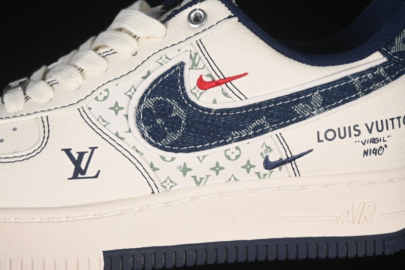 Nike Air Force 1 '07 Low LV Collaboration Dual-Tone Blue Denim Hook Low-Top Casual Sneakers - YX5066-342