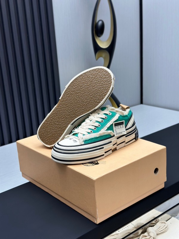 2025 Unisex XVESSEL Green White Canvas Low-Top Vulcanized Sneakers AS00240
