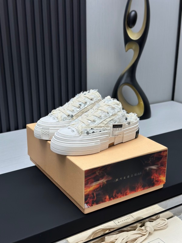 2025 Unisex XVESSEL White Canvas Plimsolls Vulcanized AS00260