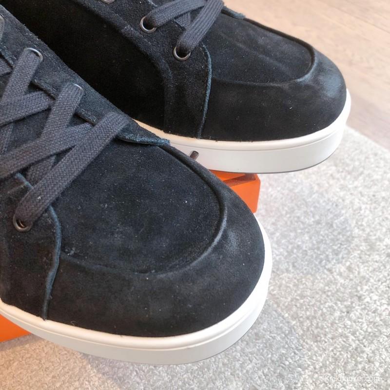 2025 Unisex H Black Suede Sneakers AS00380