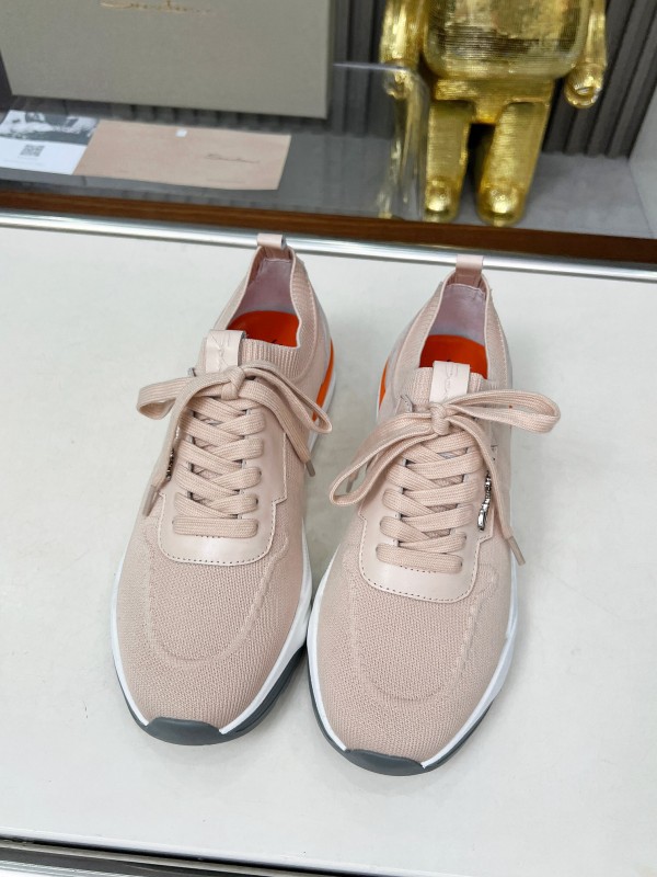 2025 Unisex Santoni Beige Wool Blend Knit Sneakers AS00320