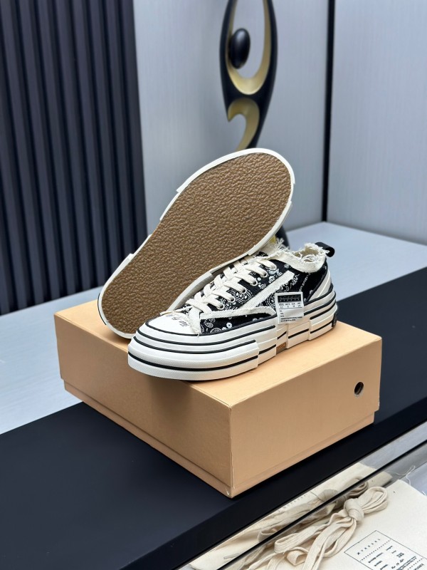 2025 Unisex XVESSEL Black White Canvas Plimsolls Distressed AS00240