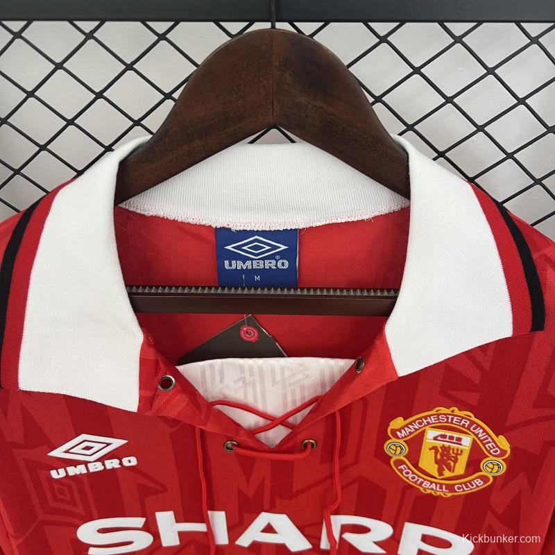 92/94 Retro Long Sleeve Manchester United Home Jersey