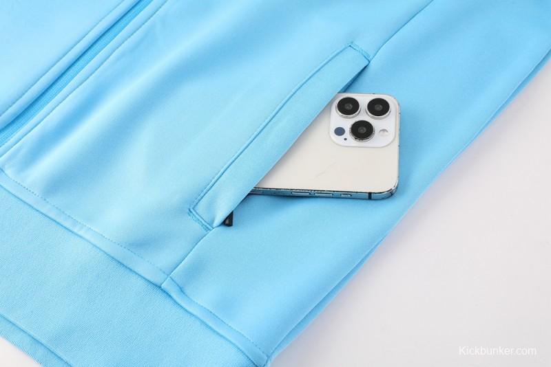 2025 Nike Air Tracksuit Set - Light Blue with Navy Accents Full Zipper Jacket + Long Pants