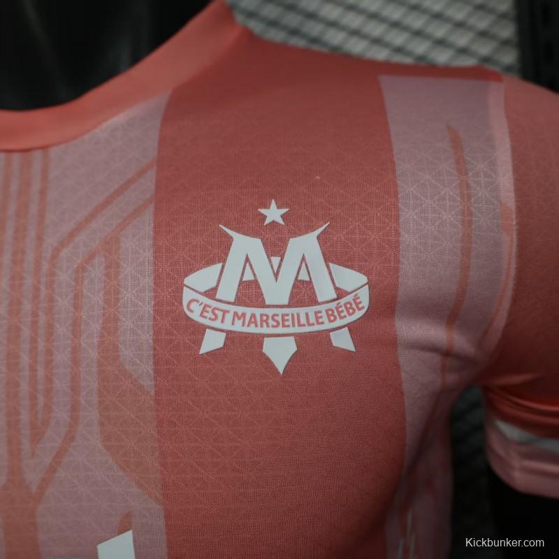 Player Version 25/26 Olympique de Marseille Pink with Geometric Pattern Jersey