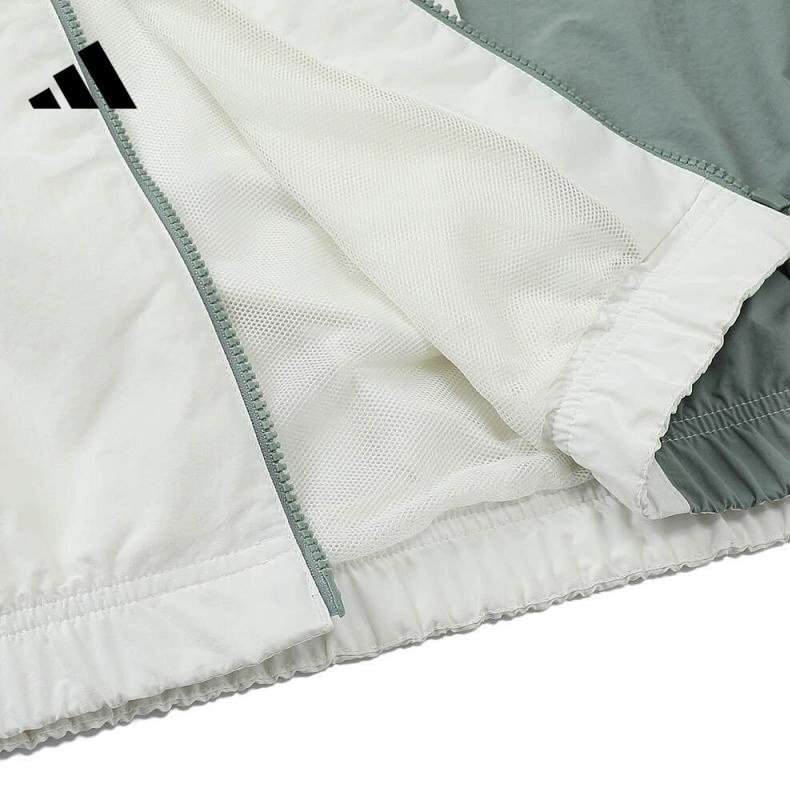 2025 Adidas Cream Colored Nylon Taslon Full Zipper Windbreaker
