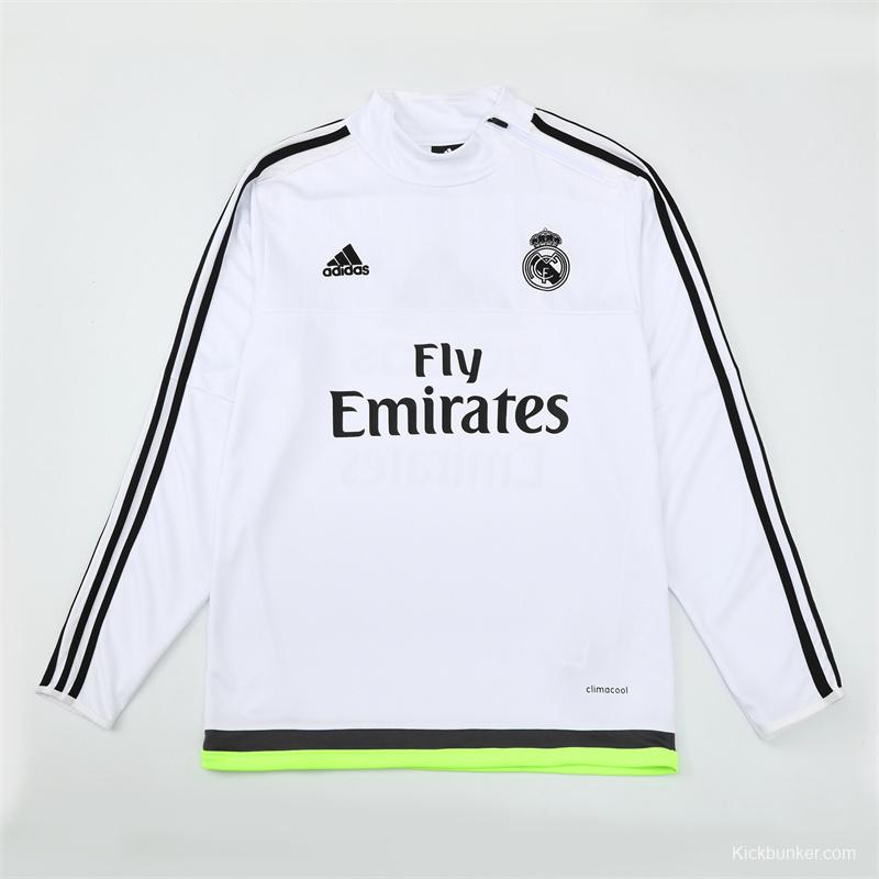 Retro 15/16 Real Madrid White Half Zipper Jacket