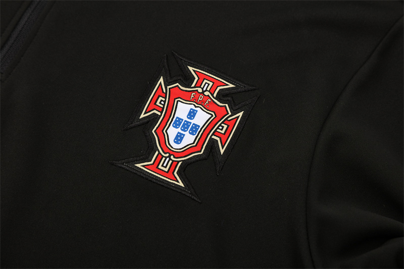 25/26 Portugal Black Half Zipper Jacket+Long Pants