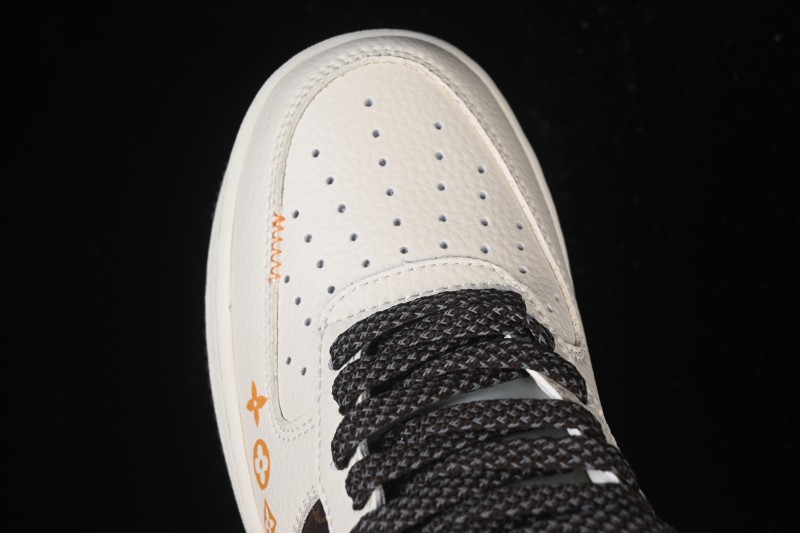 Nike Air Force 1 '07 Low LV Collaboration Beige Brown Patchwork Casual Sneakers - DD1982-302