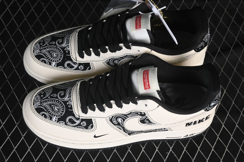 Nike Air Force 1'07 Low Cashew Flower Classic White Black Low-Top Casual Sneakers - ZD1988-005