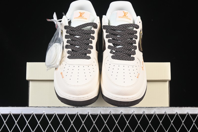 Nike Air Force 1 '07 Low LV Collaboration Beige Brown Patchwork Casual Sneakers - DD1982-302