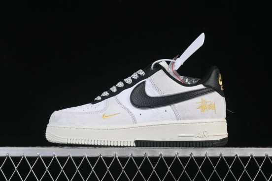 Nike Air Force 1'07 Low Casual Sneakers in White Black Gray - YF9511-805