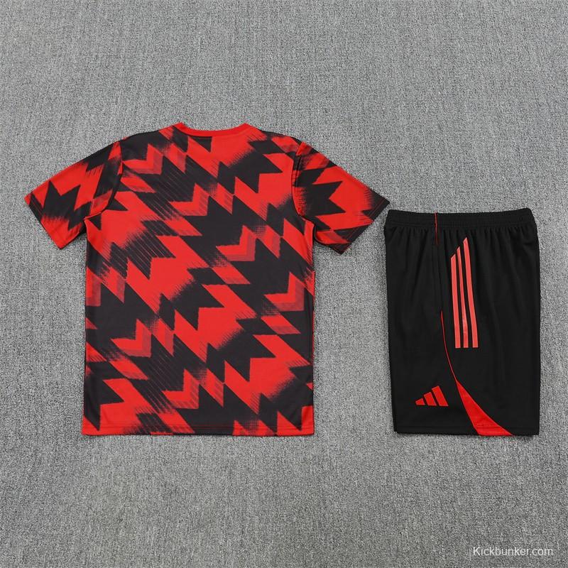 25/26 Manchester United Red Black Camouflage Short Sleeve Jersey+Shorts with XS