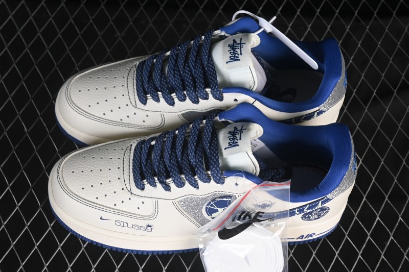 Nike Air Force 1 '07 Low Stussy Collaboration Double Swoosh Iridescent Low-Top Casual Skate Shoes - DD1982-306
