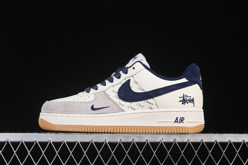Nike Air Force 1 '07 Low Stussy Collaboration Casual Sneakers with Full-Length Air Cushion - JS8028-016