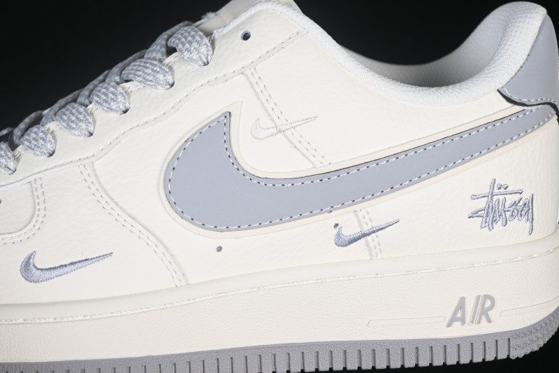 Nike Air Force 1 '07 Low Stussy Sneakers with Grey Swoosh and Full-Length Air Cushion - CS5288-040