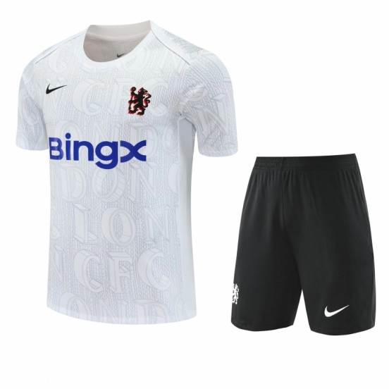25/26 Chelsea White Short Sleeve Jersey+Shorts