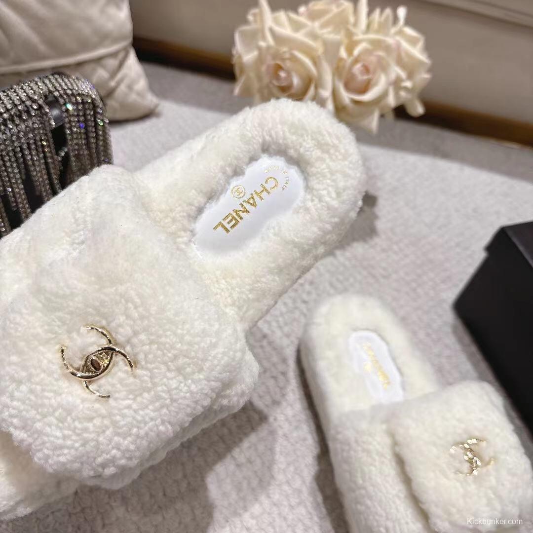 Chanel 2025/SS Slingback Lock Buckle Butterfly Fur Slippers - LY00250