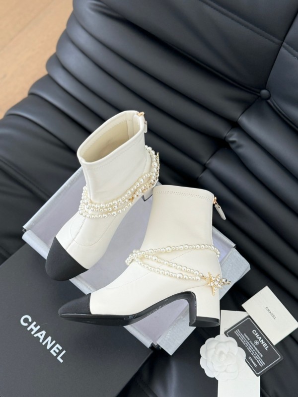 Chanel 2025/SS Haute Couture Pearl Collection Mary Jane Ankle Boots - LY00360