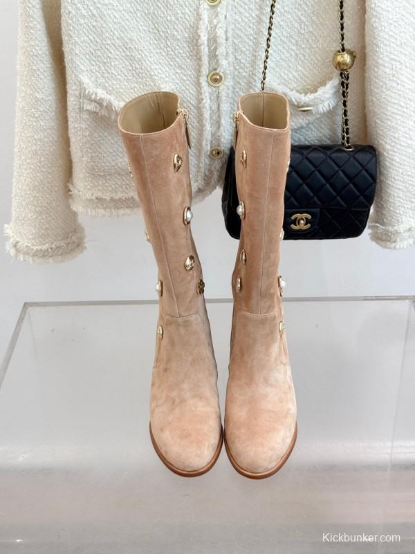 Chanel 25K Double C Metal Buckle High Heel Boots - KFY00530