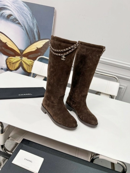 Chanel 2025/SS Quilted Leather Chain CC Four-Leaf Clover Flat Ankle Boots - LY00510