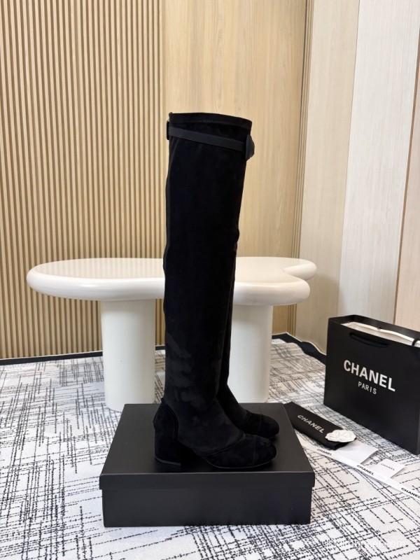 Chanel Classic Chunky Heel Back Zipper Long Boots - LY00360