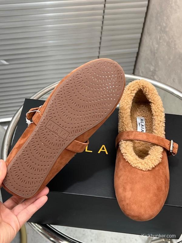 Alaia Fall/Winter 2025 Wool Mary Jane Ballet Flats - KFY00310