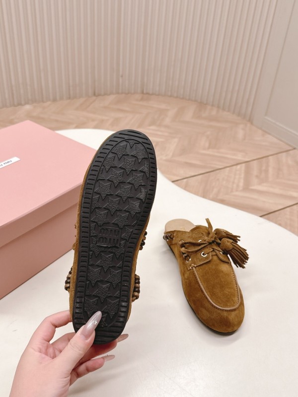 Miu Miu Fall Winter 2025 Tassel Loafer Mule with Beaded Accents - LY00320