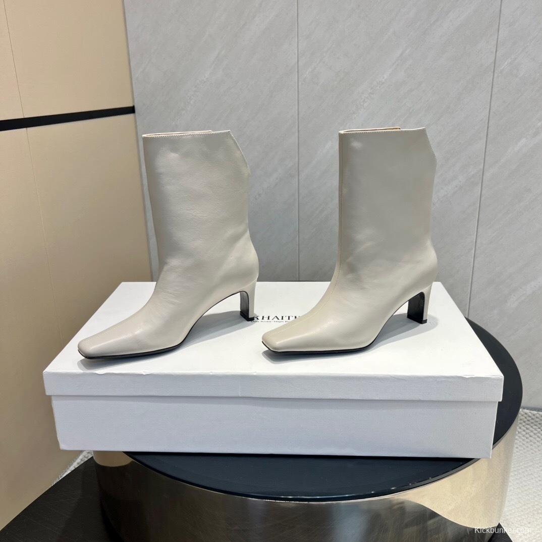 Khaite 2025 SS Fashion Square Toe Slip-On Ankle Boots - KFY00390