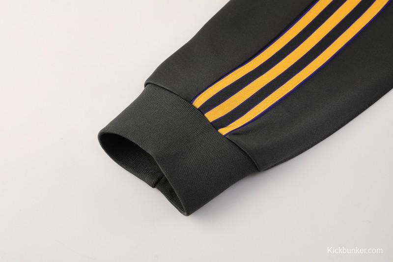 25/26 Manchester United 08 Dark Gray Half Zipper Jacket+Long Pants S-2XL