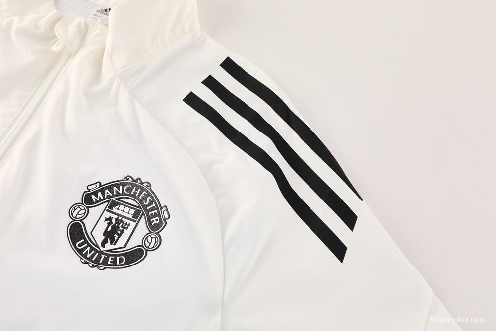 25/26 Manchester United White S-3XL Half Zipper Jacket+Long Pants