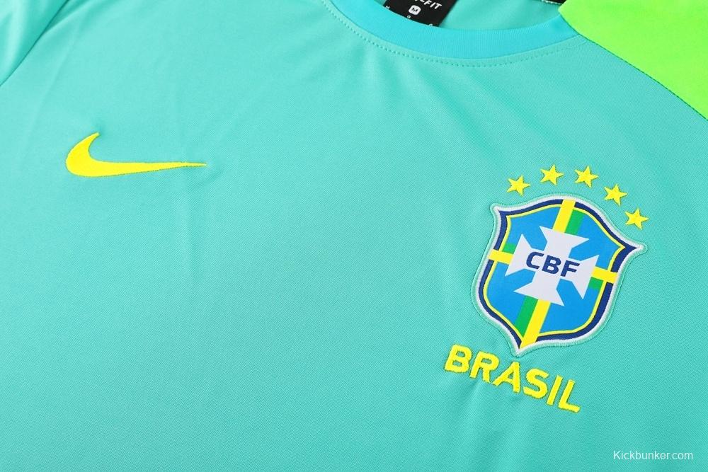 2025 Brazil Lake Green Short Sleeve+Soccer Shorts