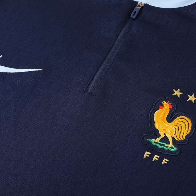 2025 France Royal Blue Half Zipper Jacket+Long Pants