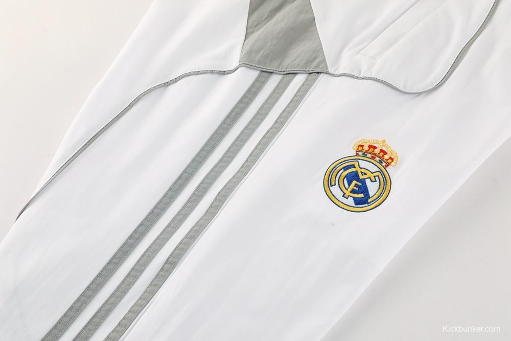 25/26 Real Madrid White Half Zipper Jacket+Long Pants S-3XL