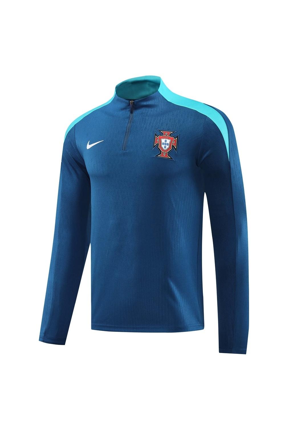 2025 Portugal Royal Blue Half Zipper Jacket+Long Pants
