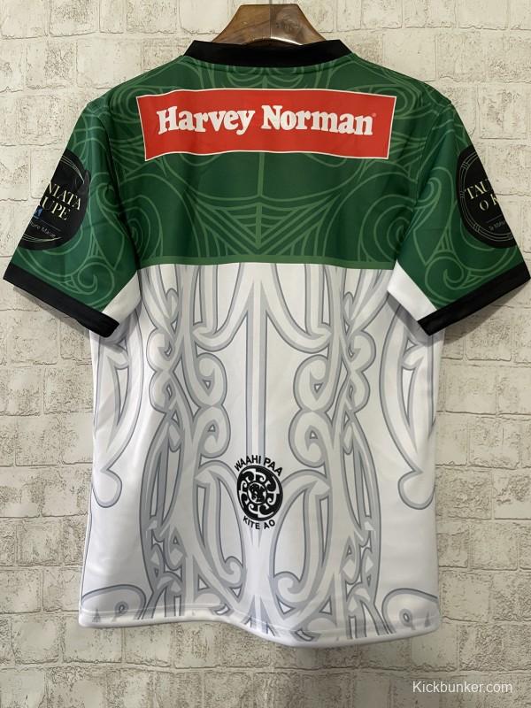 2026 NRL Maori All Stars White with Green Maori Art Pattern Jersey