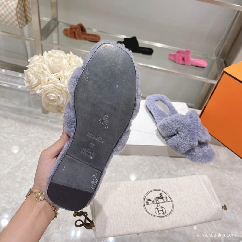 H Teddy Wool H Slippers Flat Sole - LY00240