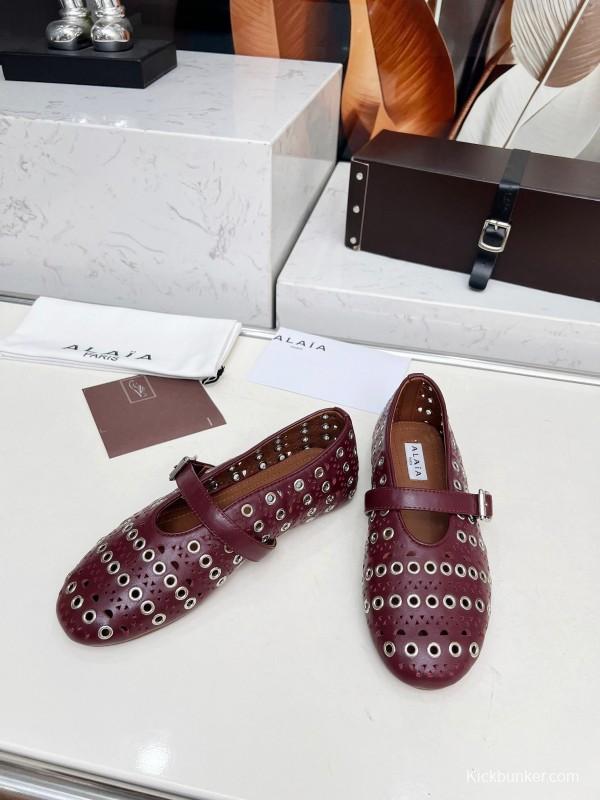 Alaia 2025/SS Perforated Ballet Flats - LY00320