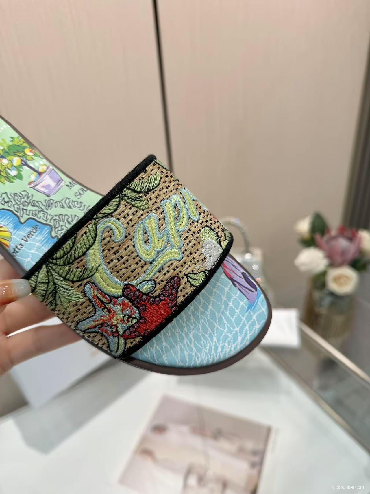 Dior 2025/ss Embroidered Monogram Slippers with Sheepskin Lining - LY00200/LY00240