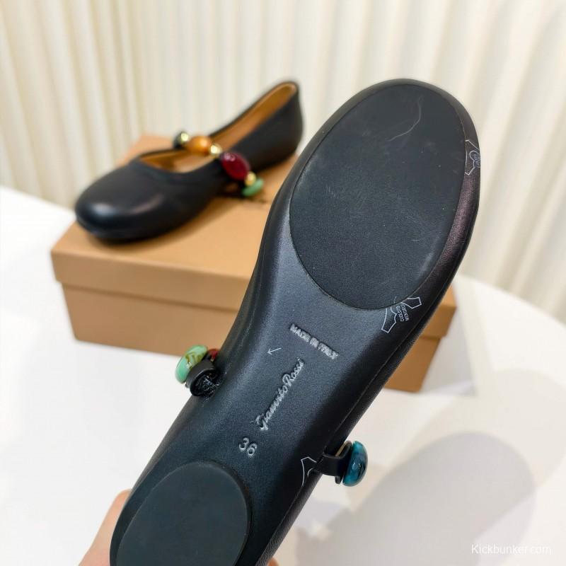 Gianvito Rossi Bohemian Style Turquoise Flat Ballet Shoes - LY00320