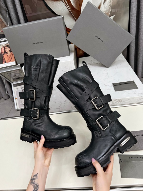 Balenciaga Paris 25FW Venom High-Top Boots Punk Style Motorcycle Ankle Boots 15 Inch - LY00520