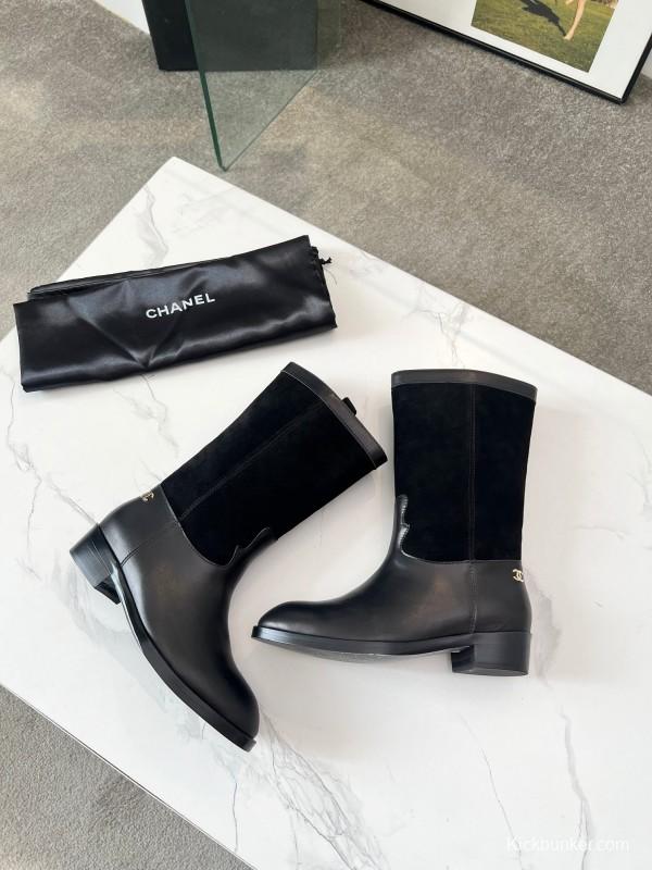 Adidas 2025 SS Suede Color-Block Slip-On Equestrian Boots Retro Western Cowboy Boots - LY00350