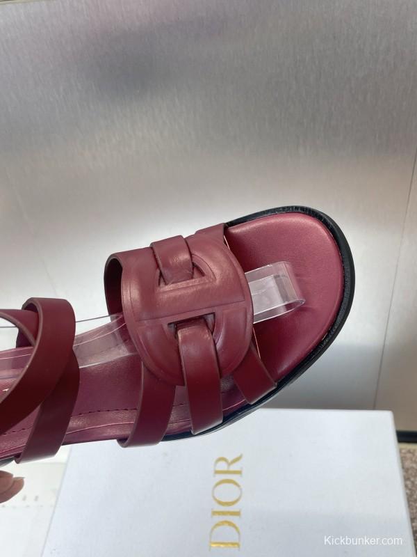 Dior D-Club Jelly Color Hollow Layered Cross Strap Mid Heel Women Shoes - KFY00290