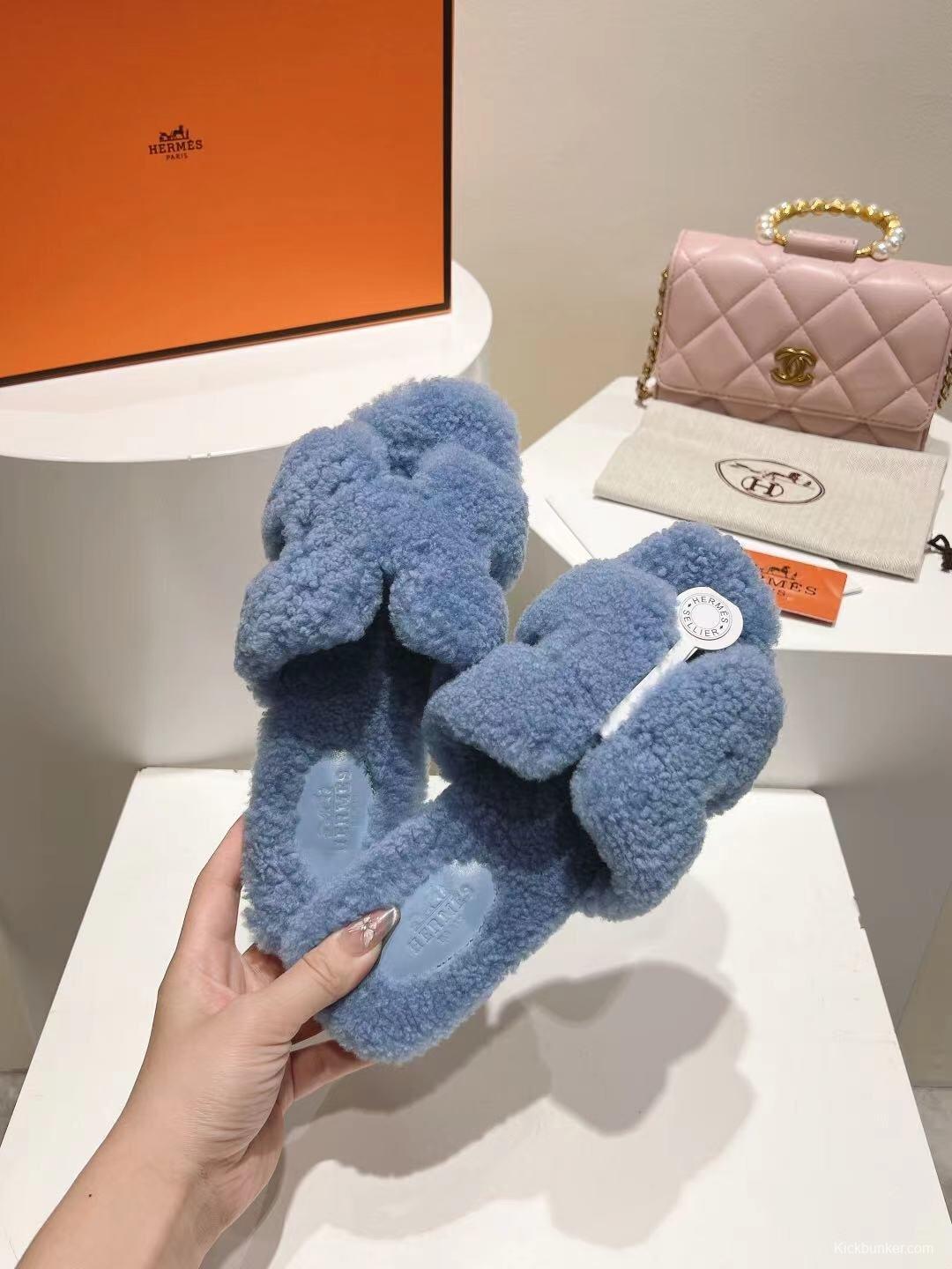 Hermès Teddy Wool Flat Slippers - LY00240