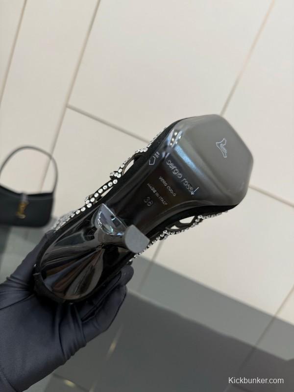 Sergio Rossi Mermaid Sandals 2025 SS Collection Fishnet High Heels - KFY00470