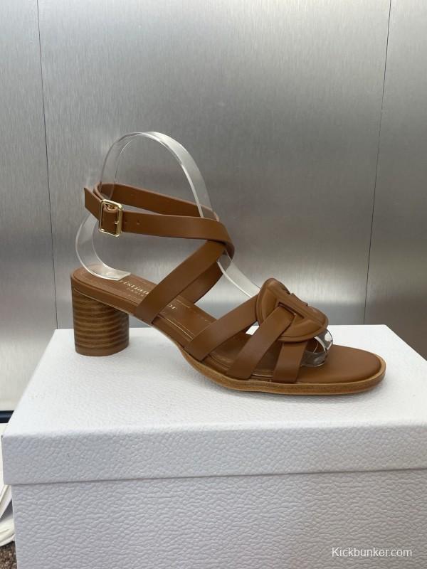 Dior D-Club Jelly Color Hollow Layered Cross Strap Mid Heel Women Shoes - KFY00290